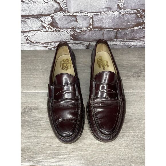 SAS Classics Burgundy Brown Handsewn Leather Penny Loafers Shoes Men 10N US/43EU - Picture 8 of 16